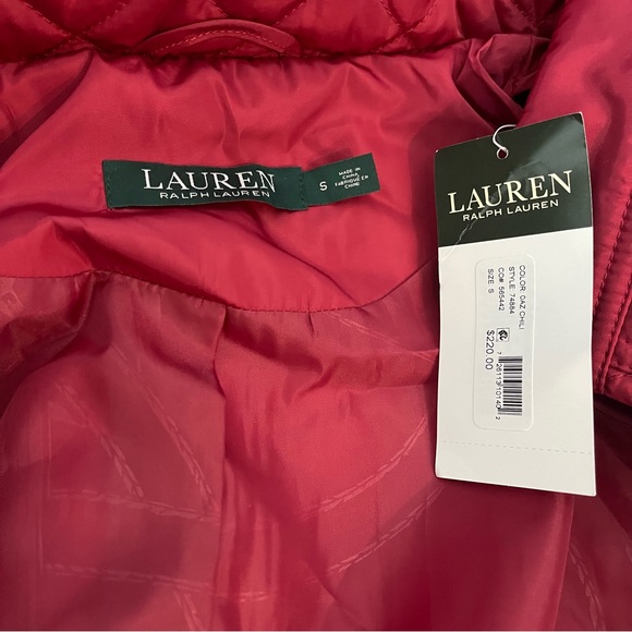 Lauren Ralph Lauren Quilted Hooded Jacket Chili Red & Brown Color - Duplicate - Picture 15 of 17